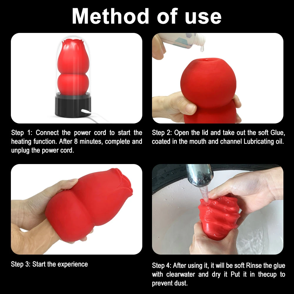 Rose Masturbation Cup Heating Sexy Mold Male Masturbation Clip Sex Toy