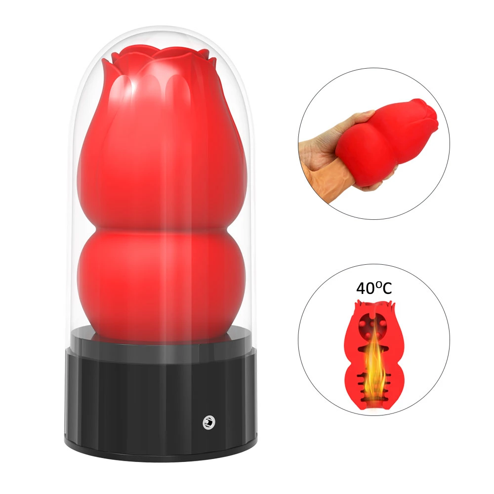 Rose Masturbation Cup Heating Sexy Mold Male Masturbation Clip Sex Toy