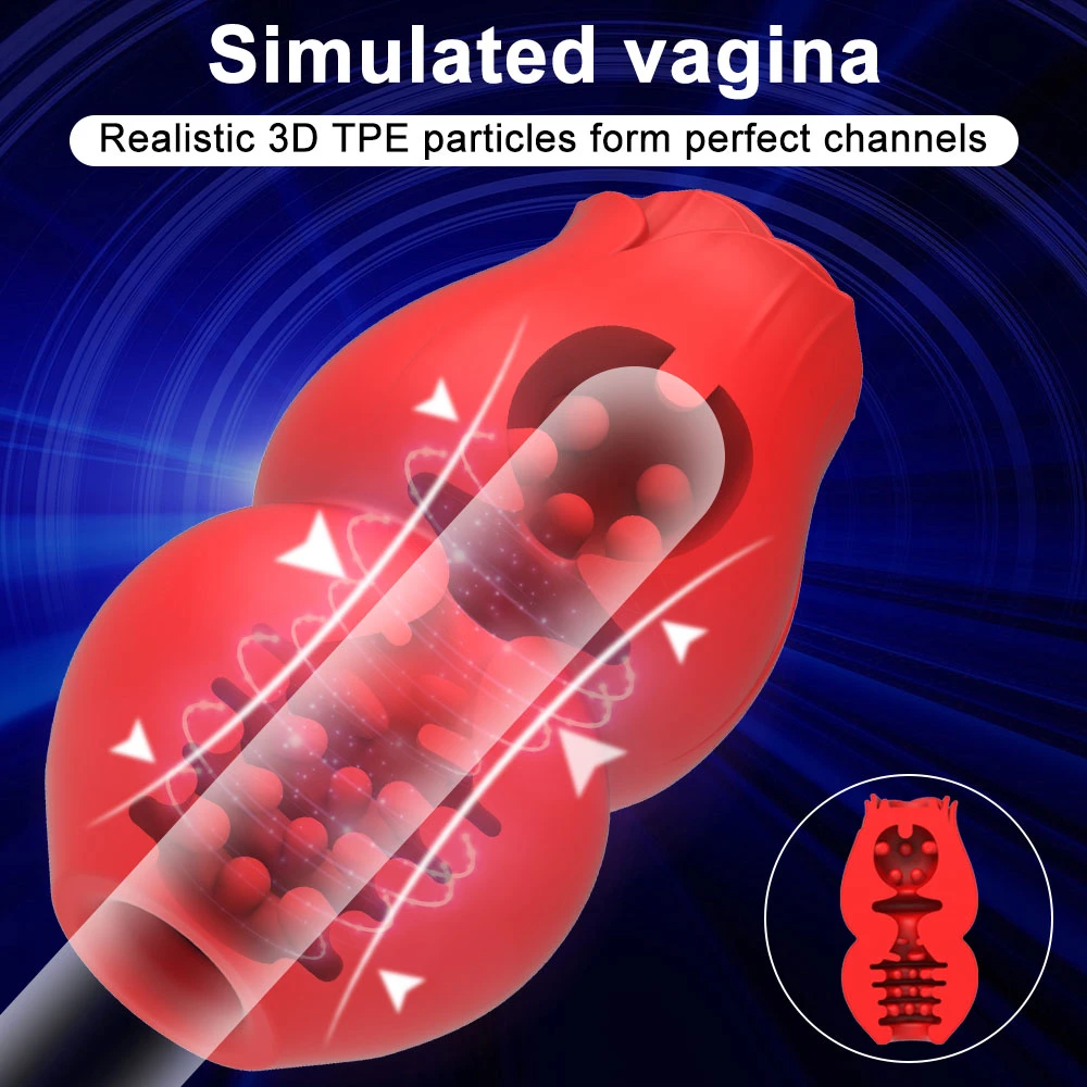 Rose Masturbation Cup Heating Sexy Mold Male Masturbation Clip Sex Toy