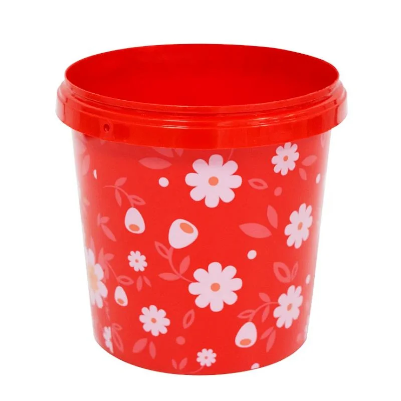 Round Shape Iml Hard Plastic Food Grade Cookie Popcorn Bucket with Handle