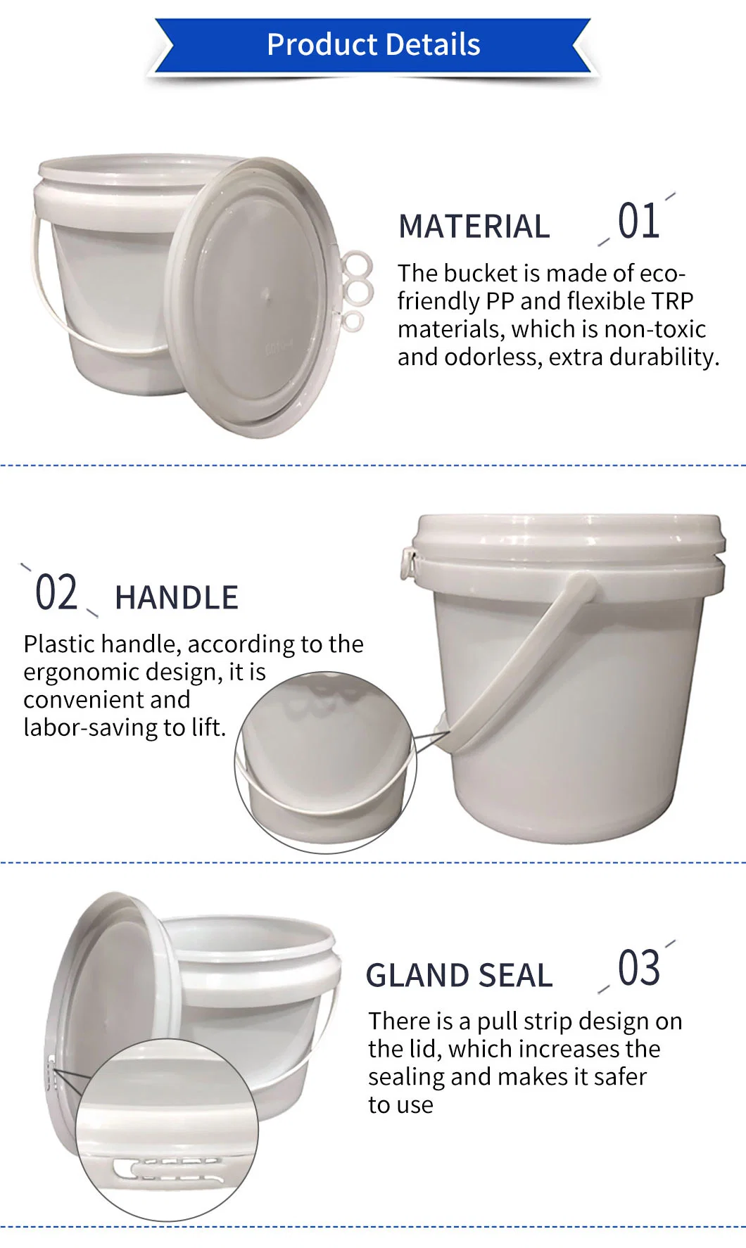 Manufacturer Iml Ceramic Clay Paste Plastic Buckets with Lids for Sale