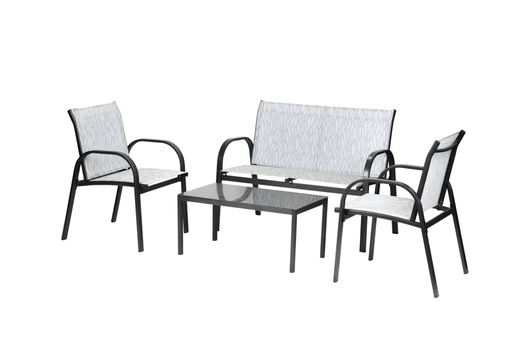 Outdoor Garden Furniture Set 3PCS Textilene Chair with Sqaure Coffee Table