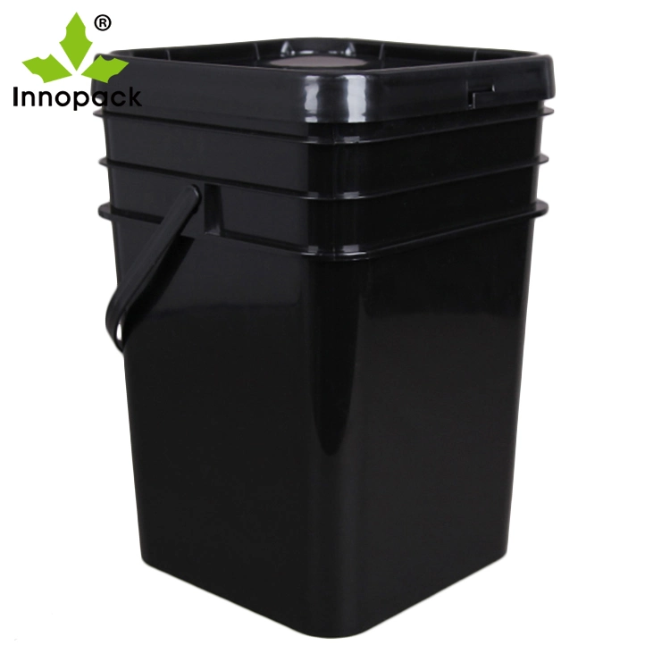 6.5 Gallon Heavy Duty Square Plastic Bucket with Tamper Proof Gasket Lid