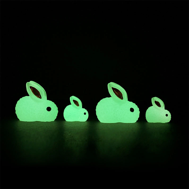 10PCS Mini Luminous Rabbit Micro Ornaments Miniature Animal Potted Decor Decoration Home Hare Micro World Accessories