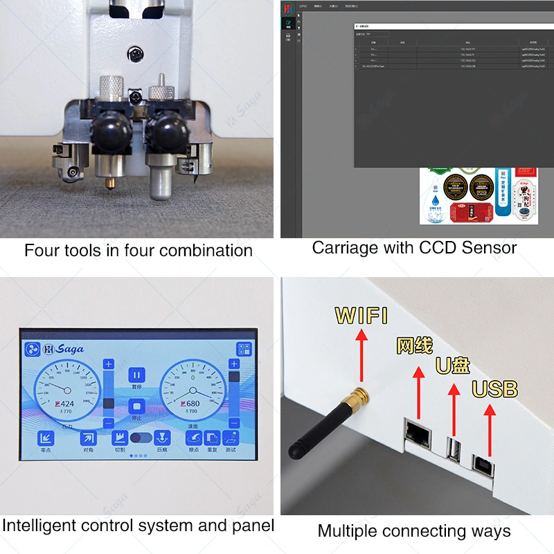 Corrugated Paper CCD Camera Matrix Cutting Rear Cutting and Creasing Flatbed Cutter with Tangential Blade and Creasing Tool