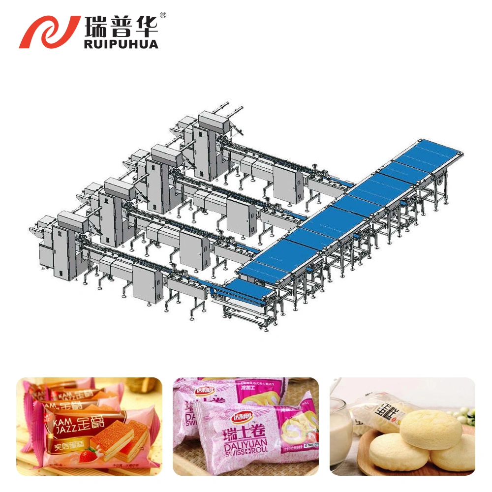 Biscuits Bread Bread Cake Full Servo Motor Controlled Autoamtic Snack Bakery Food Packaging Machine Manufacturer