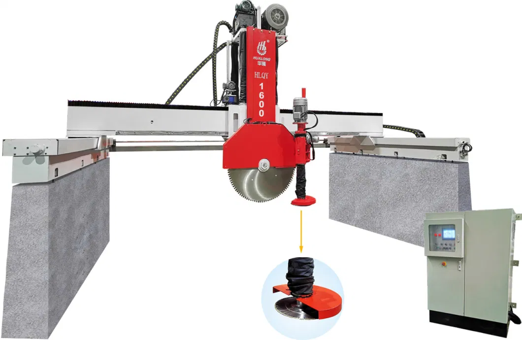 Hualong Machinery Hlqy-1600h Siemens PLC Granite Disc Granite Bridge Saw Horizontal Vertical Blade Marble Block Cutter for Cutting to Slabs