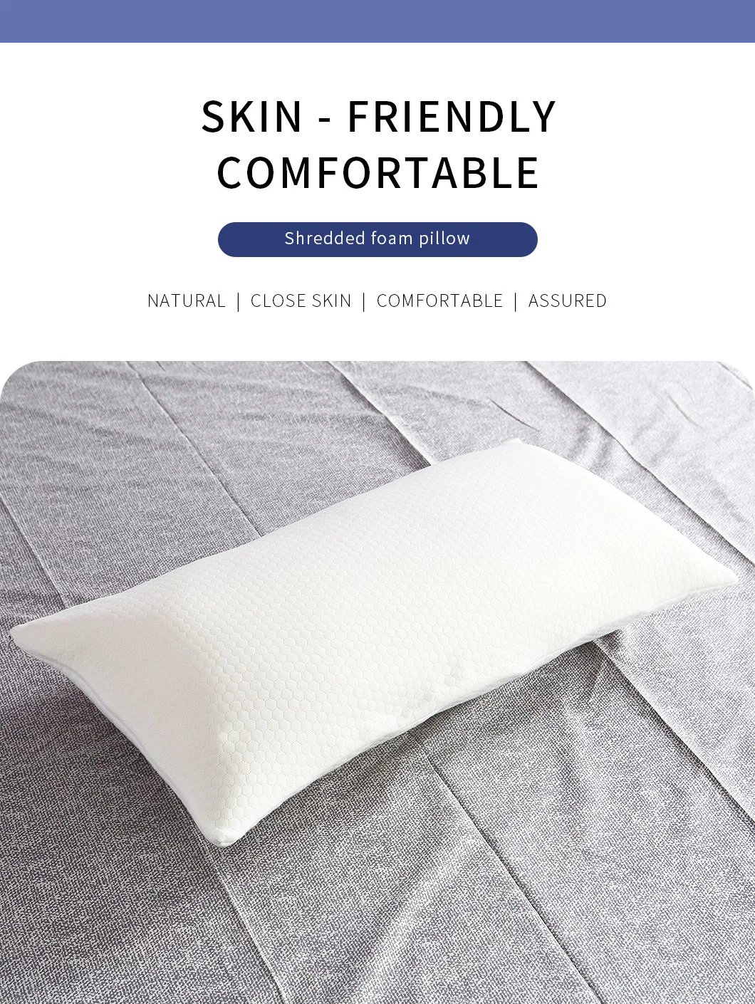 Super Comfortable White Solid Color Honycomb Pattern Pillow with Shredded Foam Insert