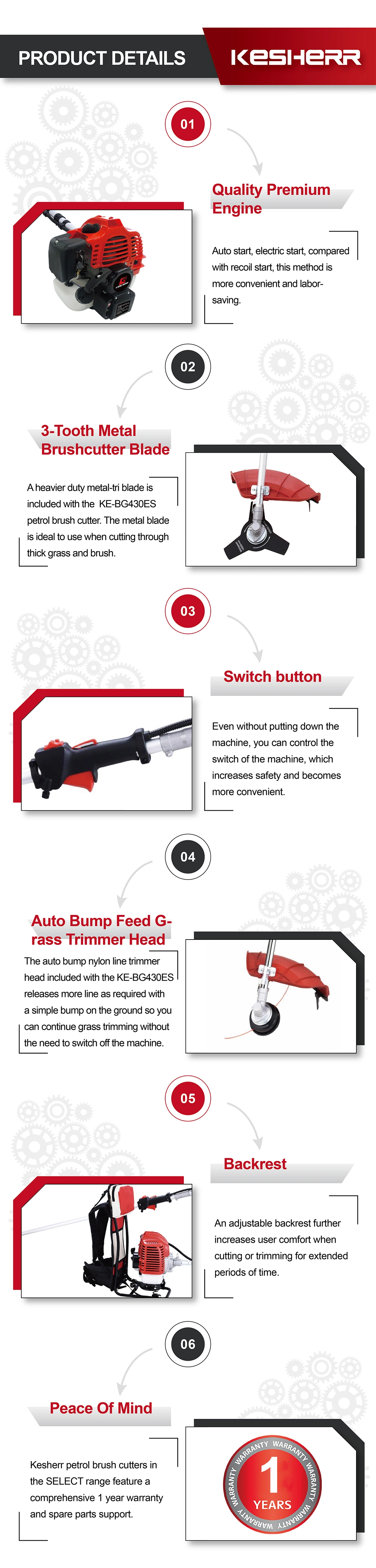 Kesherr brush Cutter Grass Trimmer Electric Auto Start Machine