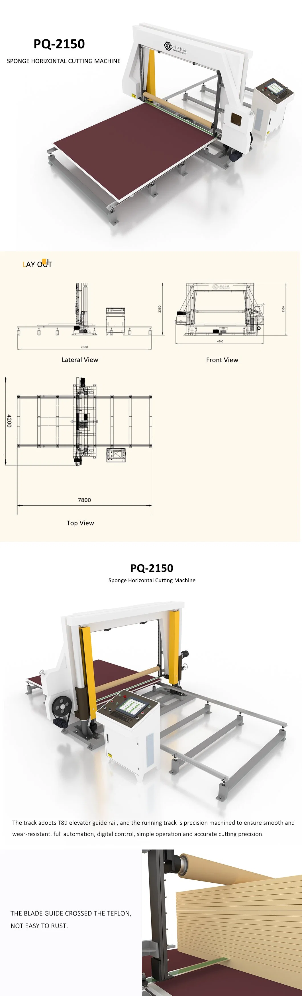 Pq Mattress Machine Sponge/Foam Horizontal Cutting Machine Pq