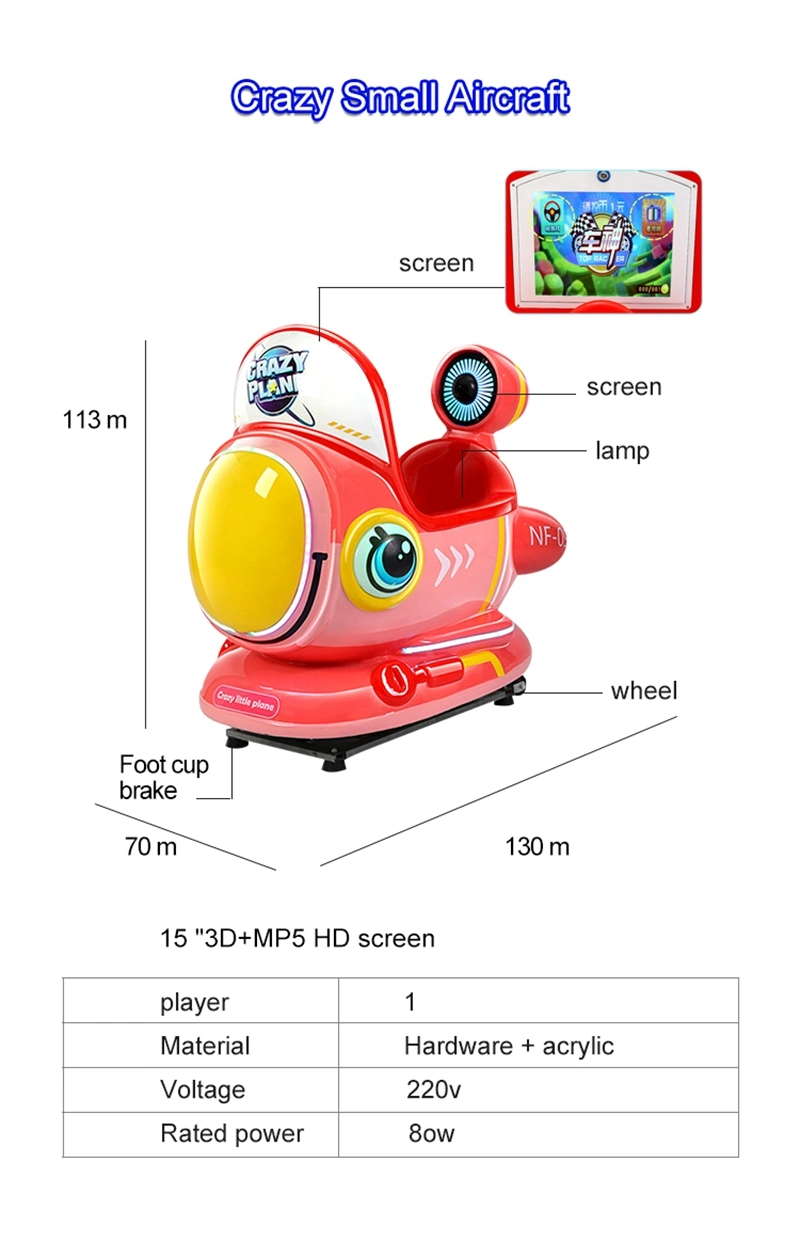 Crazy Small Aircraft Fiberglass 3D Interactive Children Electric Kiddie Rides Swing Game Machine