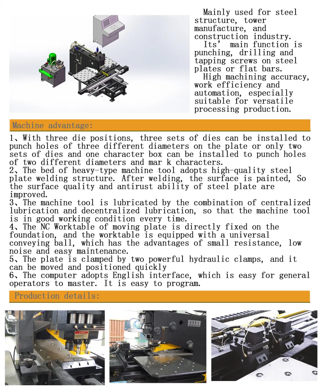 CNC Steel Plate Punching Drilling Marking Machine Automatic Cnc 1000KN Hydraulic Hole Press Steel Plate Punching Machine