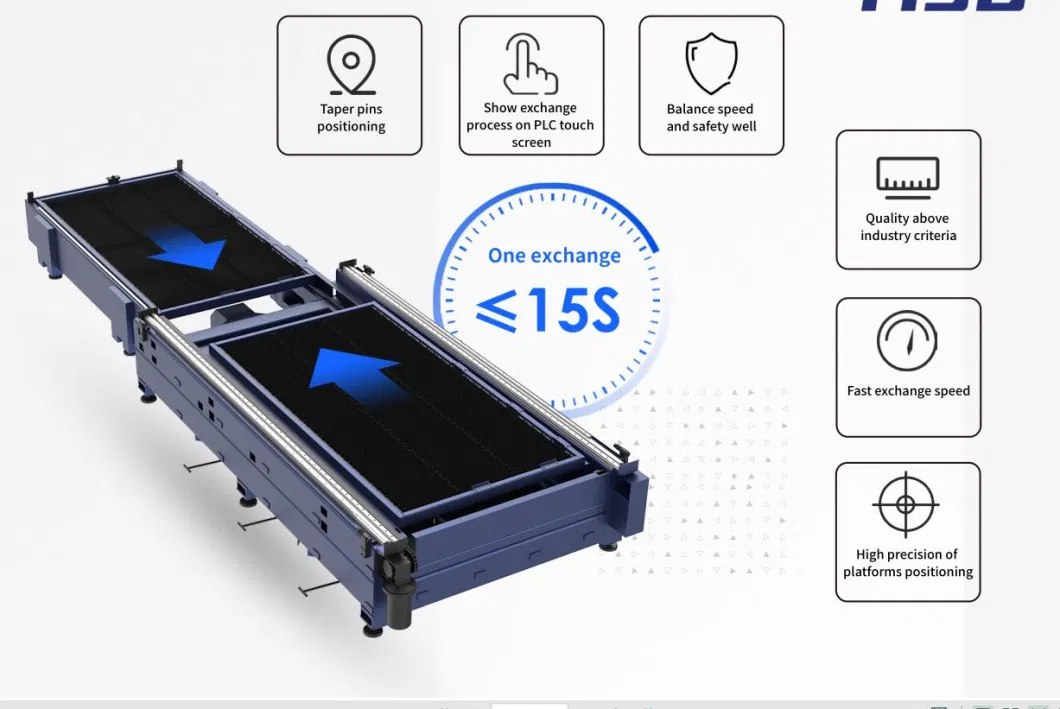 Ipg Fiber Laser Cutting Machine with Exchange Table 4020 2000W for Ms Ss CS Metal Plate Industrial