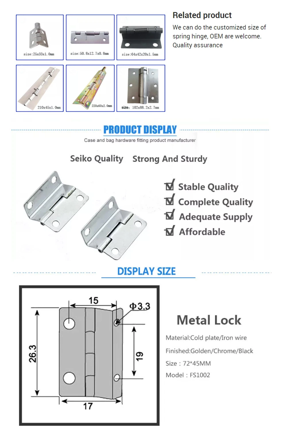 Multifunction Accessories Metal Stamping Car Seat Support Part Products Made Sheet Metal