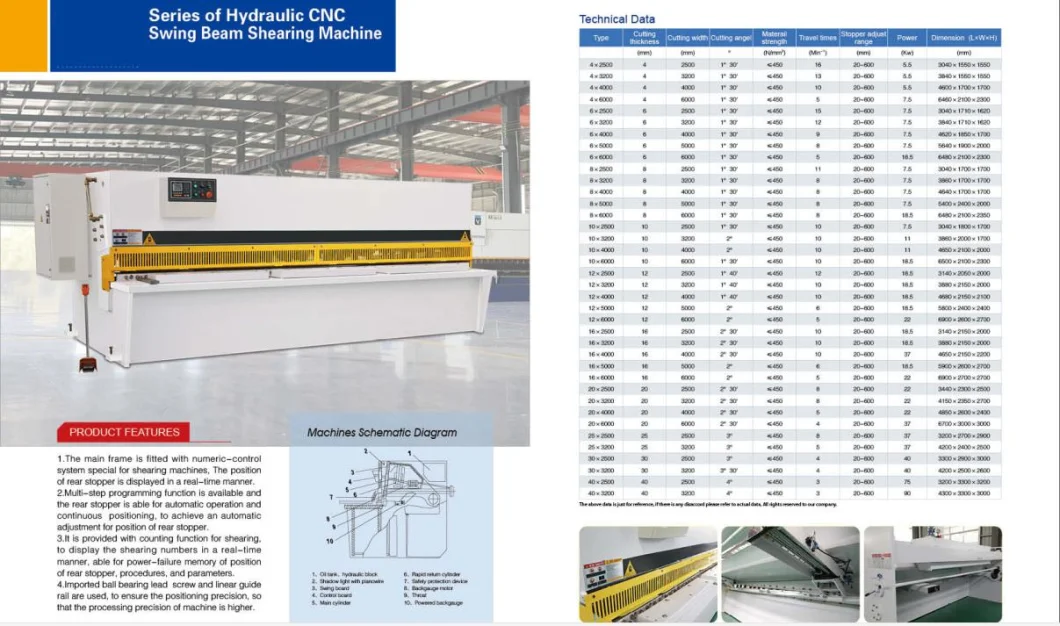 Mechanical Metal Sheet Hydraulic Shearing Machine Cutting Machine Used for Stainless Materials