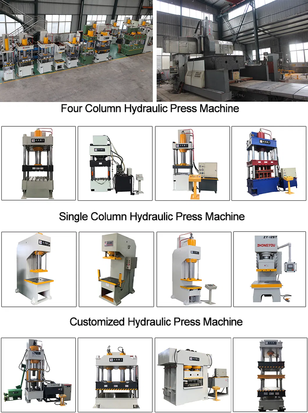 CE&ISO9001 Approved Four-Column Zhongyou Wooden Box or Container Steel Door Press Machine Hydraulic