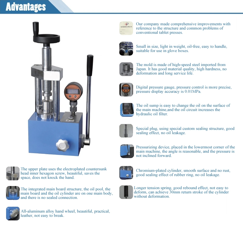 Small Manual Hydraulic Oil Press Use Hydraulic Forming Press for Testing, Pharmaceutical, Catalysis