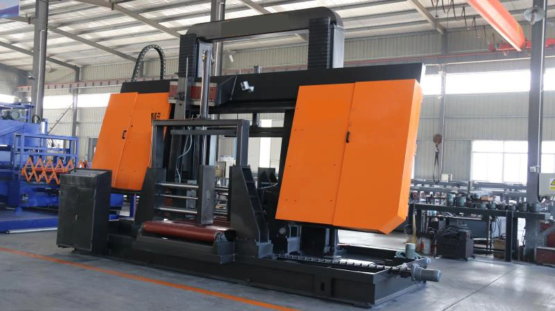 China Gantry Type Horizontal Metal Band Saw Machine Hydraulic Semi-Automatic Metal Cutting Band Sawing Machine