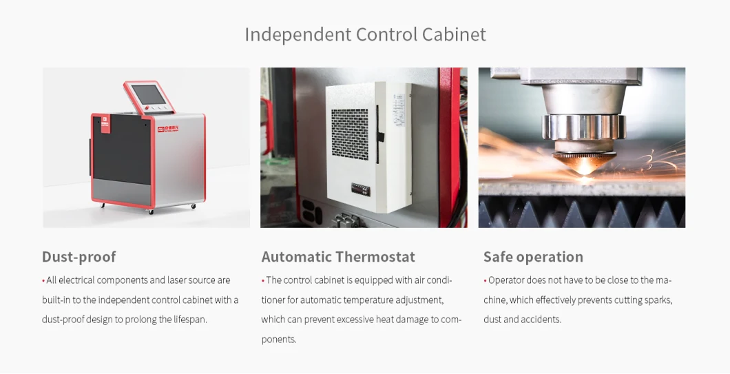 Metal Sheet CNC Fiber Laser Cutting Machine with Separate Electric Cabinet for Stainless Steel/Carbon Steel/Aluminum/Copper/Brass