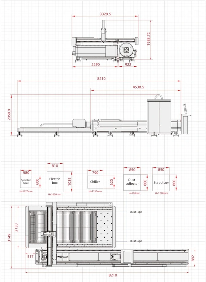 1kw/3kw/6kw Stainless Steel Aluminum Copper Sheet Metal Industrial Laser Equipment Metal Plate Tube Pipe Automatic CNC Fiber Laser Cutting Machine