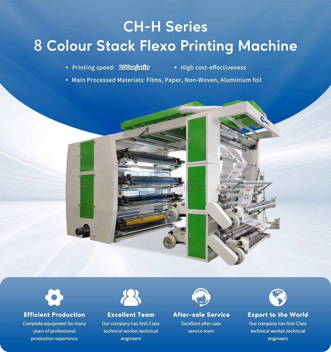 8 Colors High Speed Paper Bag Stack Type Flexo Printing Machine Manufacturers