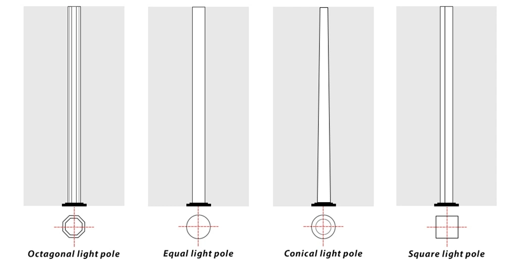 Outdoor Solar Street Light Pole Galvanized Steel Pole Customized Column 3m to 12m OEM Service