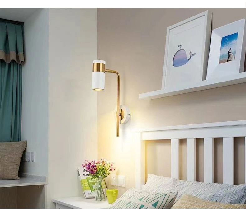 Indoor Mounted Bed Light Reading Bedside Wall Light White Gold GU10 Wall Sconce Fixture Wall Lamp Fitting Hotel Bedroom