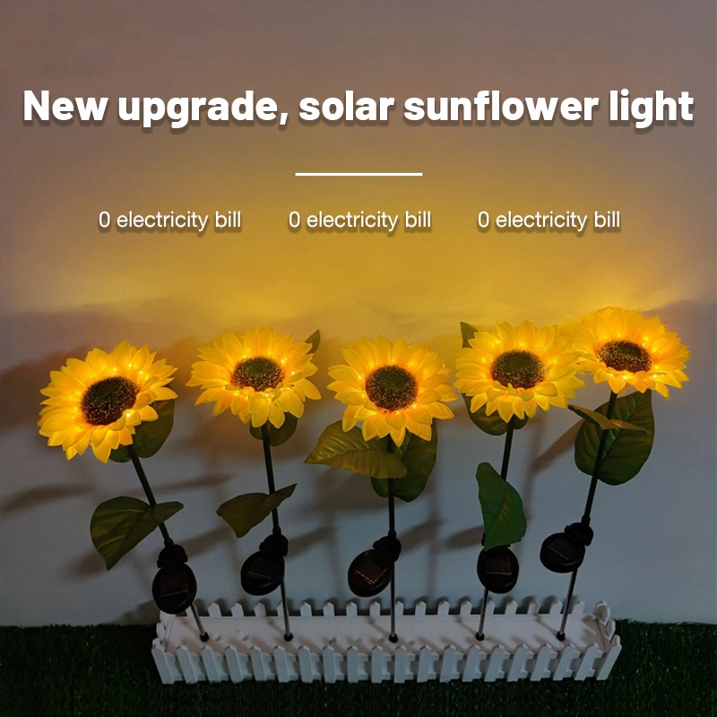 Outdoor Waterproof Flowers Landscape Pathway Patio Decorative Solar Light LED Garden Sunflower Lawn Stake Lights Lamps