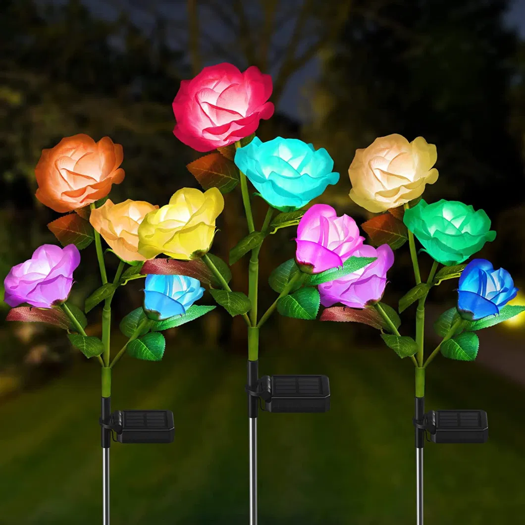 Multicolor Flower Shape Decoration Lights E Solar IP65 Waterproof Lily Flower LED Solar Powered LED Garden Light