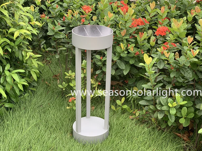 New Round Lighting Solar Energy Outdoor Lighting Garden Bollard Light with Warm+White LED Light