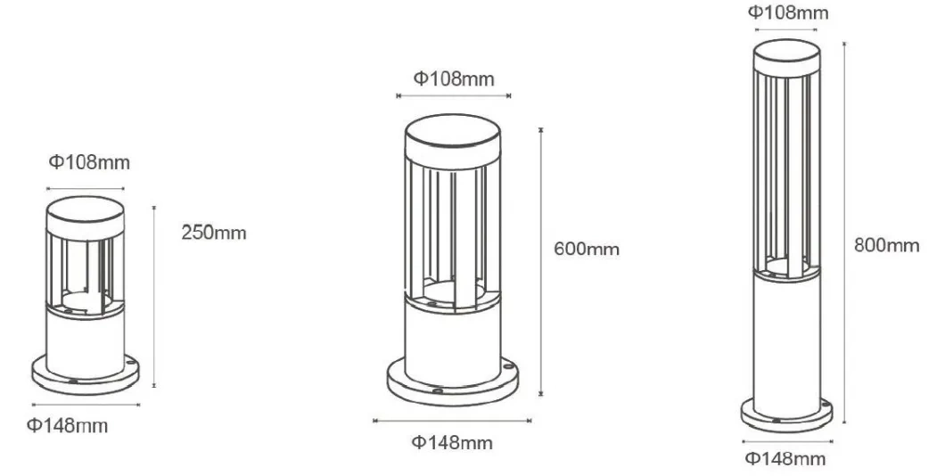 Black/Grey/White LVD Approved Alva / OEM Wall Lighting LED Bollard Light with Factory Price