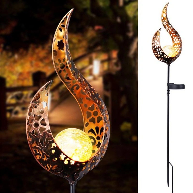 Yard Solar Light LED Lawn Light Wrought Iron Outdoor Pole