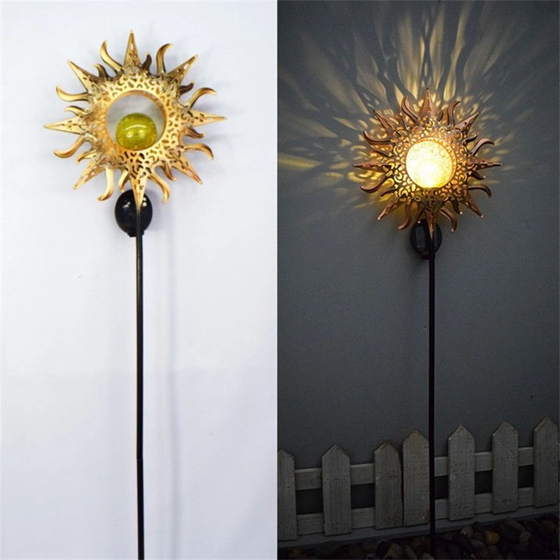 Yard Solar Light LED Lawn Light Wrought Iron Outdoor Pole