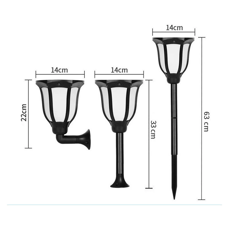Patio 3-in-1 Dancing Fire Torch Lamp Wall Mount Insert Stake 96 LED Lights for Garden Landscape Path Lawn Decorative Security Light Bl12026