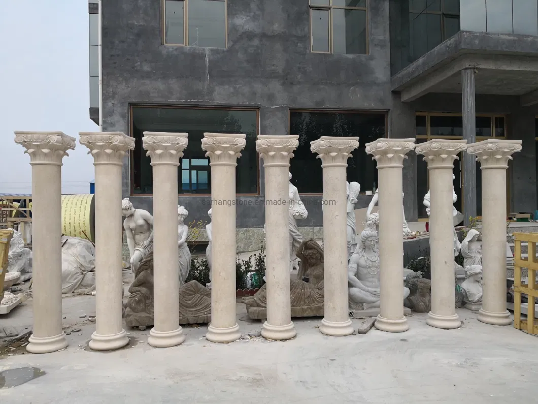 Classic Design Roman Column Natural Stone Pillar White Marble Column for Home Decoration