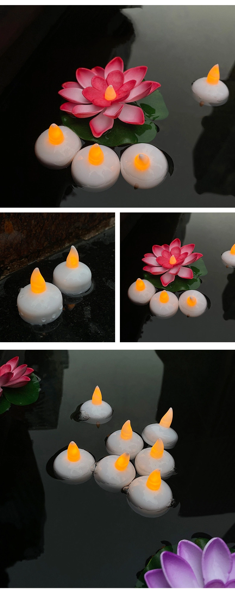 Wedding Warm Lights Floating Mini LED Candle Lamp Outdoor Garden Decorative Lighitng Electronic Simulation Candlelight Flameless Candle Light