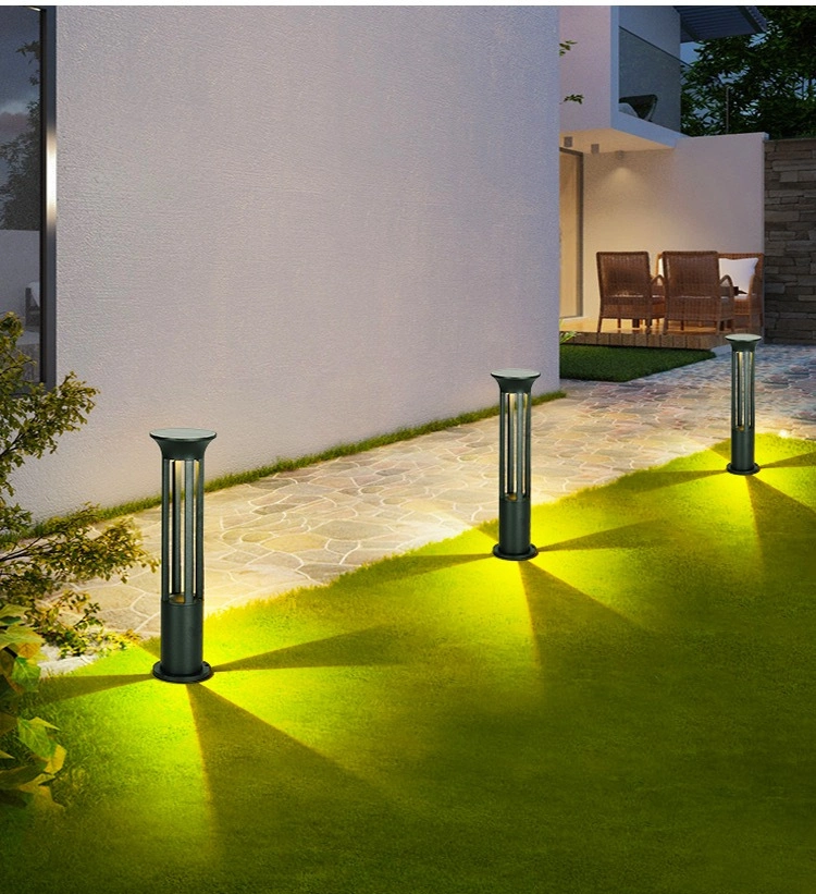 IP65 Cylindrial Waterproof Aluminum Bollard Garden LED Solar Lawn Pillar Light