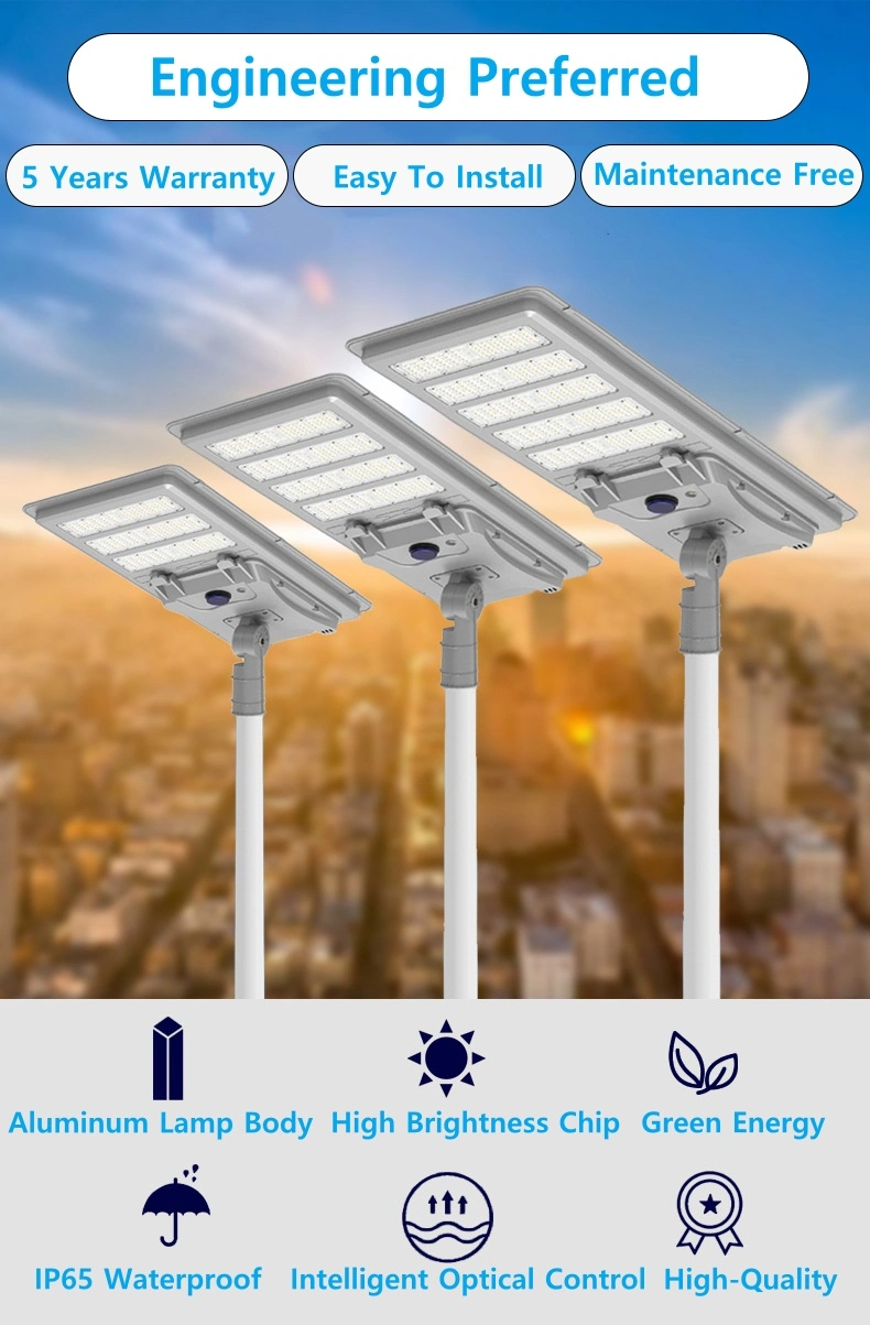 Light Messenger Professional All in One Street Lighting Price with Panel Remote High Power Road Post Solar Street Light LED