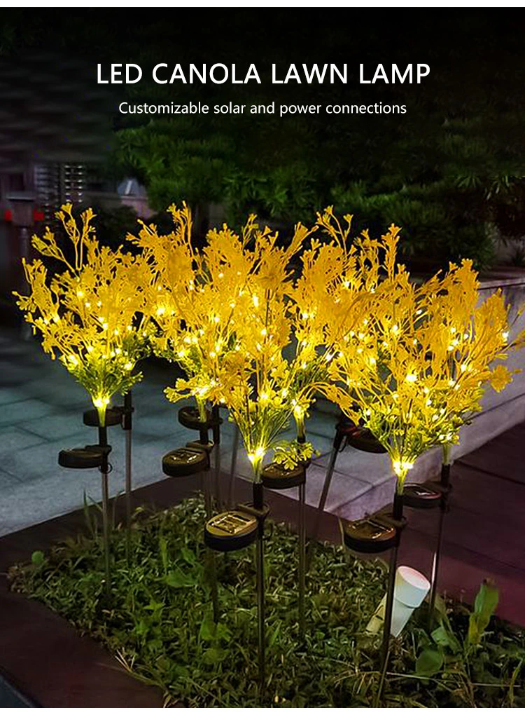 Outdoor LED Solar Light Garden Rape Flower Waterproof Decorative Courtyard Lawn Porch Path Night Lamp