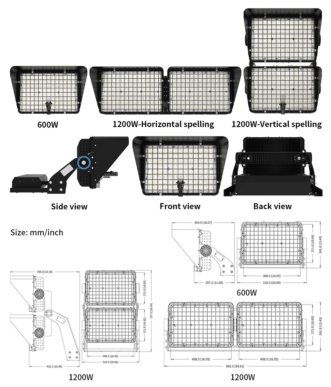 LED Stadium Lighting for Football Sport Field Light 600W Outdoor Lamp Flood Light