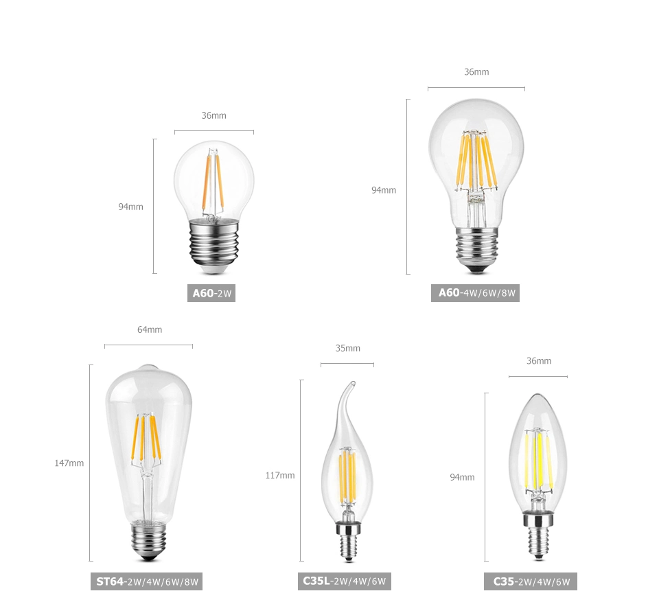 Hot Selling Decorative Clear Glass Bulb A60 9W 900lm E27 Linear IC Driver LED Filament Bulb