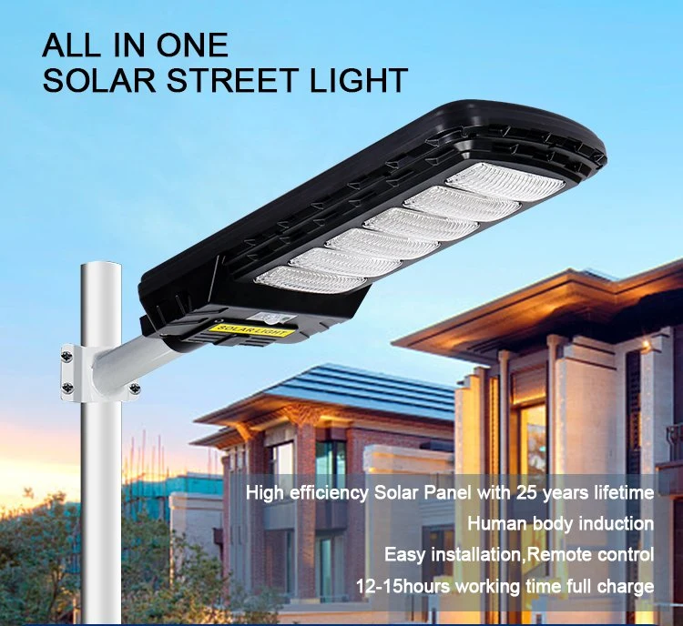 Solar Powered Battery LED Garden Road Street Lamp New Design 100W All in One Solar Street Light