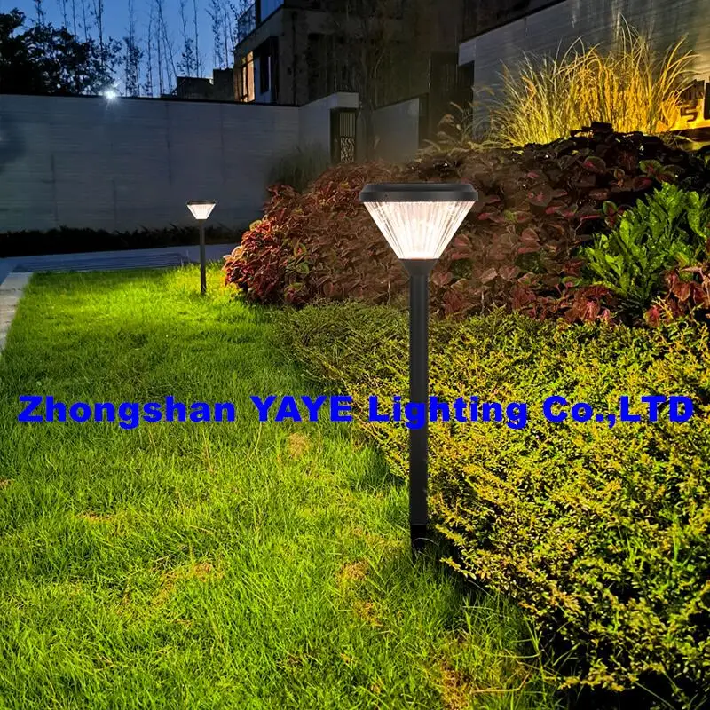 Yaye Hot Sell Stand 20W Solar Garden Pathway Lights Black ABS Landscape Lawn COB LED Bollard Light for Landscape Yard Round Garden Light