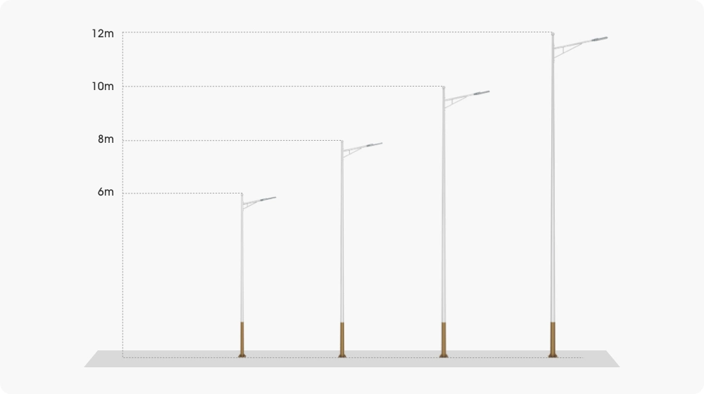 8~12m Steel LED Smart Galvanized Solar Street Floodlight Lighting Light Pole Manufacture