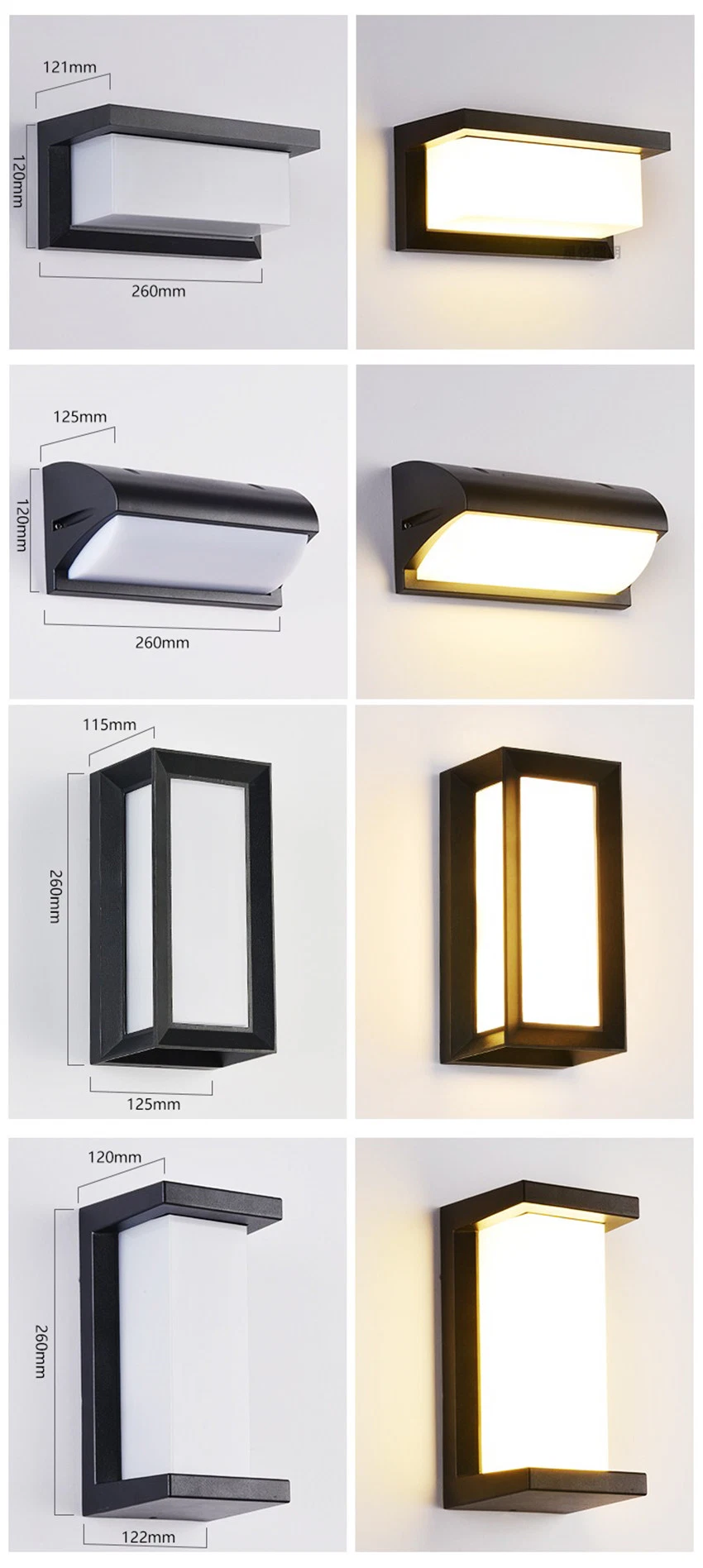 20W Rectangle Waterproof Outdoor IP65 Garden Porch Sconce Lighting LED Wall Light LED Chip or with E27 LED Bulb