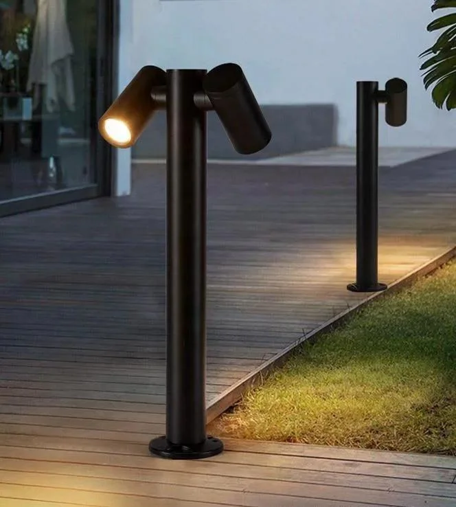 Dual Heads Adjustable Waterproof Exterior Post Bollard Garden LED Lawn Lamp