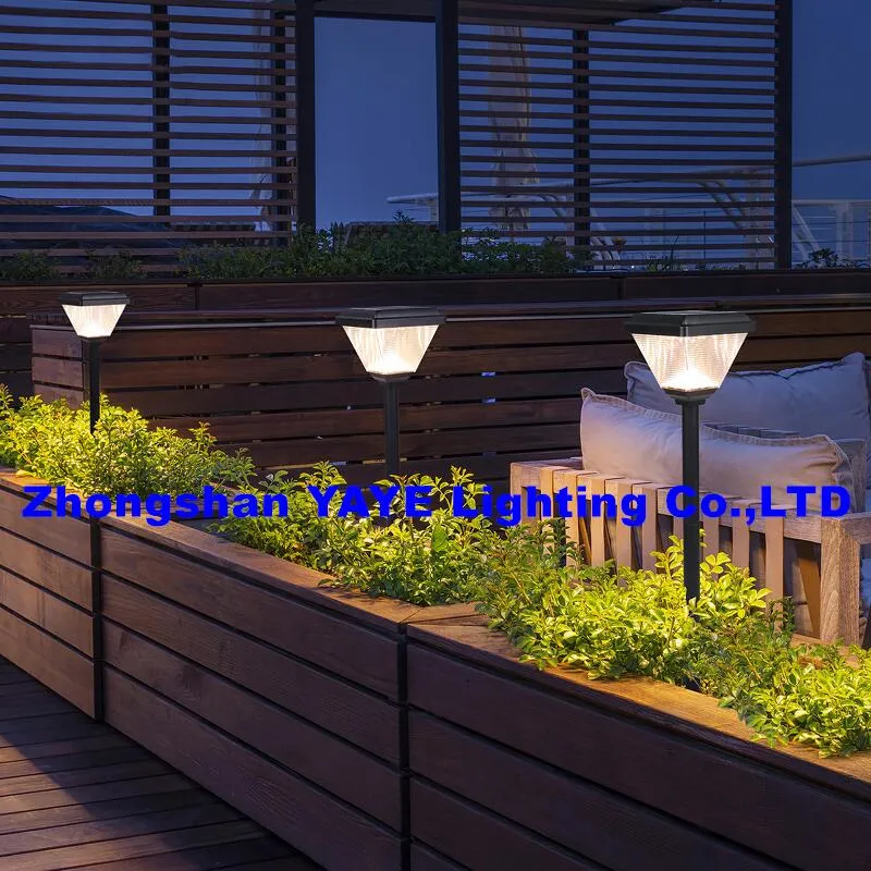 Yaye Hot Sell Stand 20W Solar Garden Pathway Lights Black ABS Landscape Lawn COB LED Bollard Light for Landscape Yard Round Garden Light