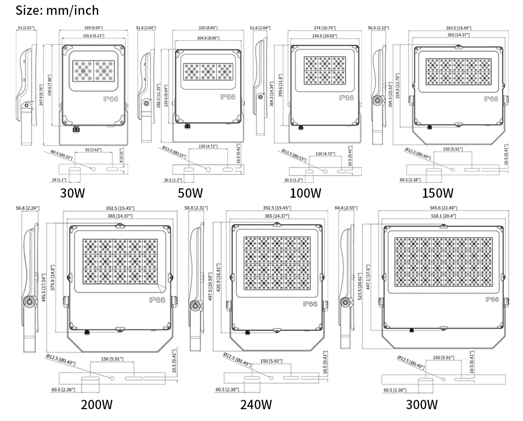 IP65 Outdoor Sports Stadium Light 50W 100W 200W Outdoor LED Flood Lighting