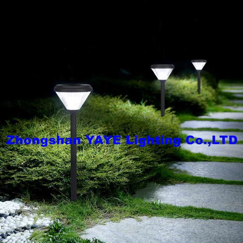 Yaye Hot Sell Stand 20W Solar Garden Pathway Lights Black ABS Landscape Lawn COB LED Bollard Light for Landscape Yard Round Garden Light