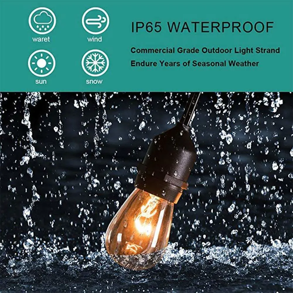 Waterproof Outdoor Light Chain LED Festoon Patio Bistro Garden String Lights